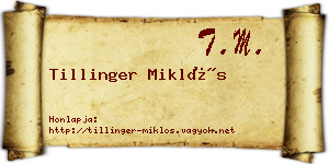 Tillinger Miklós névjegykártya